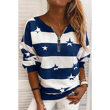 Load image into Gallery viewer, Striped Printed Long-Sleeved Zipper Loose Casual Sweater