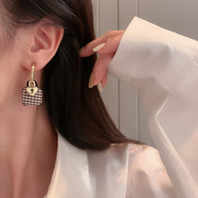 Load image into Gallery viewer, Small Lock Earrings Vintage Checkerboard Earrings