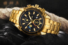 Load image into Gallery viewer, men''s watch fake three eyes luminous men''s watch fashion casual steel band waterproof watch t504g