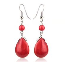 Load image into Gallery viewer, Ethnic retro simple drop water turquoise earrings hot featured texture stone earrings earrings cheap earrings