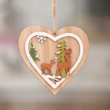 Load image into Gallery viewer, Christmas tree small pendant wooden five-pointed star bell pendant gift Christmas decoration wooden