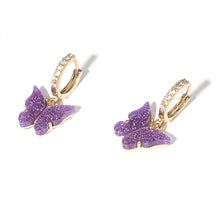 Load image into Gallery viewer, Light luxury style zircon earrings glitter butterfly earrings