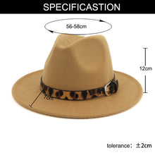 Load image into Gallery viewer, Fedora hat leopard print hat