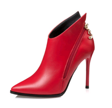 Load image into Gallery viewer, Sexy pointed Martin boots stiletto high heel ankle boots autumn and winter new women's boots England bare boots ankle boots