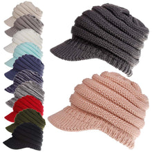 Load image into Gallery viewer, Knitted Baseball Cap Messy Bun Beanie Women Ponytail Beanies Autumn Winter Hats Female Soft Knitting Caps Warm Ladies Skullies