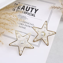Load image into Gallery viewer, S925 Pearl Stitching Earrings Peach Heart Star Stud Earrings Women