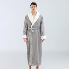 Load image into Gallery viewer, Men's Winter Plus Size Long Bathrobe Coral Fleece Full Length Pajamas