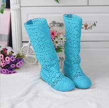 Load image into Gallery viewer, Breathable versatile net boots flat high-top women's shoes casual England Martin boots student knit boots