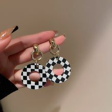 Load image into Gallery viewer, Small Lock Earrings Vintage Checkerboard Earrings
