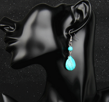 Load image into Gallery viewer, Ethnic retro simple drop water turquoise earrings hot featured texture stone earrings earrings cheap earrings