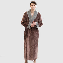 Load image into Gallery viewer, Men's Winter Plus Size Long Bathrobe Coral Fleece Full Length Pajamas