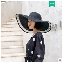 Load image into Gallery viewer, Straw Hat Lady Fashion Woven Organza Sunshade Hat