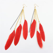 Load image into Gallery viewer, Natural Feather Earrings Tassel Earrings