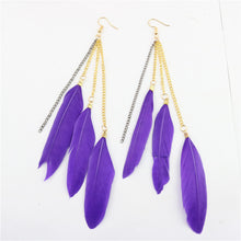 Load image into Gallery viewer, Natural Feather Earrings Tassel Earrings