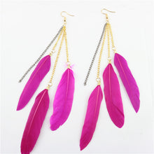 Load image into Gallery viewer, Natural Feather Earrings Tassel Earrings