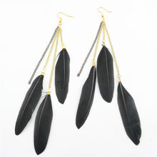 Load image into Gallery viewer, Natural Feather Earrings Tassel Earrings