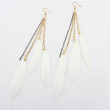 Load image into Gallery viewer, Natural Feather Earrings Tassel Earrings