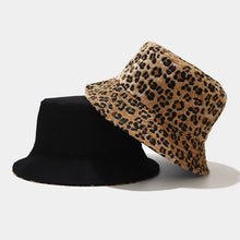Load image into Gallery viewer, Leopard Double-sided Fisherman Hat Female Woolen Bowl Hat Autumn And Winter Outdoor Sun Hat