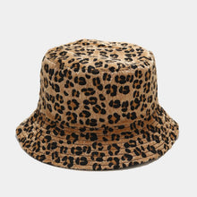 Load image into Gallery viewer, Leopard Double-sided Fisherman Hat Female Woolen Bowl Hat Autumn And Winter Outdoor Sun Hat