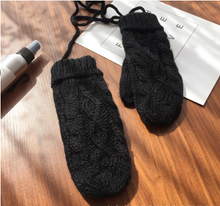 Load image into Gallery viewer, Korean Twist Double Thickening Fashion Hanging Neck Woolen Gloves Mittens Knitted Gloves Women Winter Korean Cute