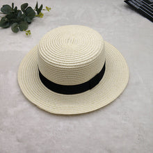 Load image into Gallery viewer, Straw Hat Women's Flat Top Hat Short Hair Hat Summer Korean Version Of The Wild Sun Hat