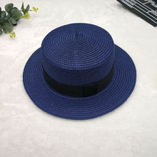 Load image into Gallery viewer, Straw Hat Women's Flat Top Hat Short Hair Hat Summer Korean Version Of The Wild Sun Hat