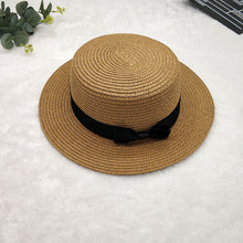 Load image into Gallery viewer, Straw Hat Women's Flat Top Hat Short Hair Hat Summer Korean Version Of The Wild Sun Hat