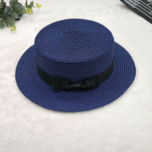 Load image into Gallery viewer, Straw Hat Women's Flat Top Hat Short Hair Hat Summer Korean Version Of The Wild Sun Hat