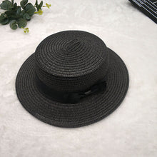 Load image into Gallery viewer, Straw Hat Women's Flat Top Hat Short Hair Hat Summer Korean Version Of The Wild Sun Hat