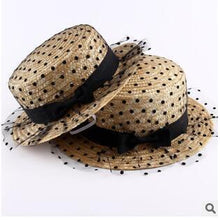 Load image into Gallery viewer, Summer Hat Female Chili Ladies Fashion Sunshade Straw Hat Lace Mesh Flat-Brimmed Hat