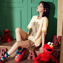Load image into Gallery viewer, Sesame Street Joint Couple Pajamas Women Summer Cotton Cute Student Two-piece Short Sleeve