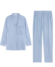 Load image into Gallery viewer, Pajamas Simple White Ice Silk Satin Fabric Long-sleeved Trousers