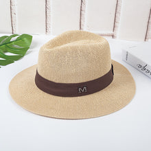 Load image into Gallery viewer, Jazz Hat Beach Sun Hat Panama Straw Sun Hat