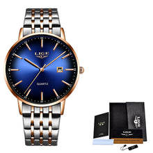 Load image into Gallery viewer, LIGE Luxury Ladies Watch Women Waterproof Rose Gold Steel Strap Women Wrist Watches Top Brand Bracelet Clocks Relogio Feminino