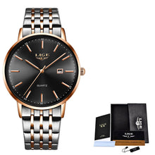 Load image into Gallery viewer, LIGE Luxury Ladies Watch Women Waterproof Rose Gold Steel Strap Women Wrist Watches Top Brand Bracelet Clocks Relogio Feminino