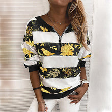 Load image into Gallery viewer, Striped Printed Long-Sleeved Zipper Loose Casual Sweater