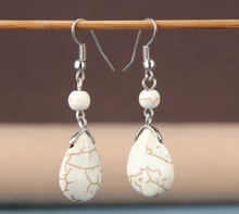 Load image into Gallery viewer, Ethnic retro simple drop water turquoise earrings hot featured texture stone earrings earrings cheap earrings