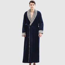 Load image into Gallery viewer, Men's Winter Plus Size Long Bathrobe Coral Fleece Full Length Pajamas