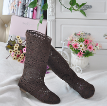 Load image into Gallery viewer, Breathable versatile net boots flat high-top women's shoes casual England Martin boots student knit boots