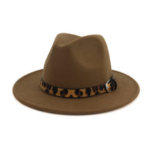 Load image into Gallery viewer, Fedora hat leopard print hat