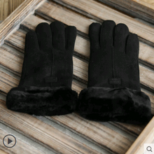 Load image into Gallery viewer, Gloves Female Autumn and Winter Warm Korean Version Plus Velvet Thick five Fingers Retro Suede Touch Screen Gloves Cute Driving