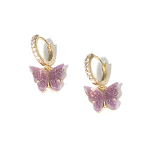 Load image into Gallery viewer, Light luxury style zircon earrings glitter butterfly earrings