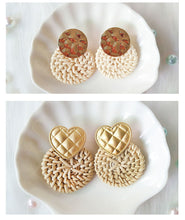 Load image into Gallery viewer, Round Rattan Braided Earrings Jewelry Multicolor Female Earrings