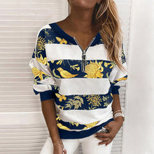 Load image into Gallery viewer, Striped Printed Long-Sleeved Zipper Loose Casual Sweater