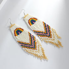 Load image into Gallery viewer, Tassel Earrings Rainbow Rice Beads Long Tassel Earrings