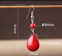 Load image into Gallery viewer, Ethnic retro simple drop water turquoise earrings hot featured texture stone earrings earrings cheap earrings