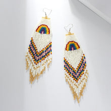 Load image into Gallery viewer, Tassel Earrings Rainbow Rice Beads Long Tassel Earrings