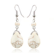 Load image into Gallery viewer, Ethnic retro simple drop water turquoise earrings hot featured texture stone earrings earrings cheap earrings