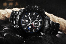 Load image into Gallery viewer, men''s watch fake three eyes luminous men''s watch fashion casual steel band waterproof watch t504g