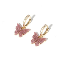 Load image into Gallery viewer, Light luxury style zircon earrings glitter butterfly earrings